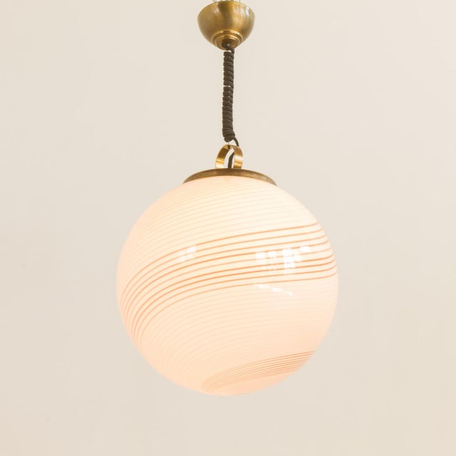 Mid-Century Modern Murano Glass Striped Globe Lamp by Lino Tagliapietra for La Murrina, Italy, 1970s For Sale - Image 3 of 7