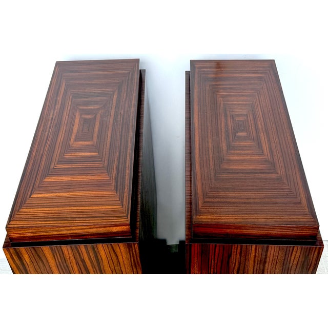 Art Deco Zebrawood Pedestals, Late 20th Century, Sculptural Pair For Sale - Image 9 of 16