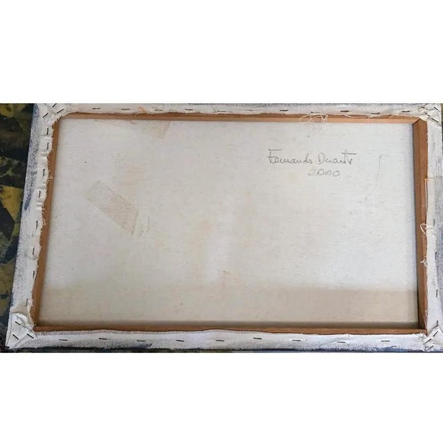 Gray 1990s Acrylic Painting With India Ink on Stretched Canvas by Brazilian Artist Fernando Duarte Modern Art For Sale - Image 8 of 11