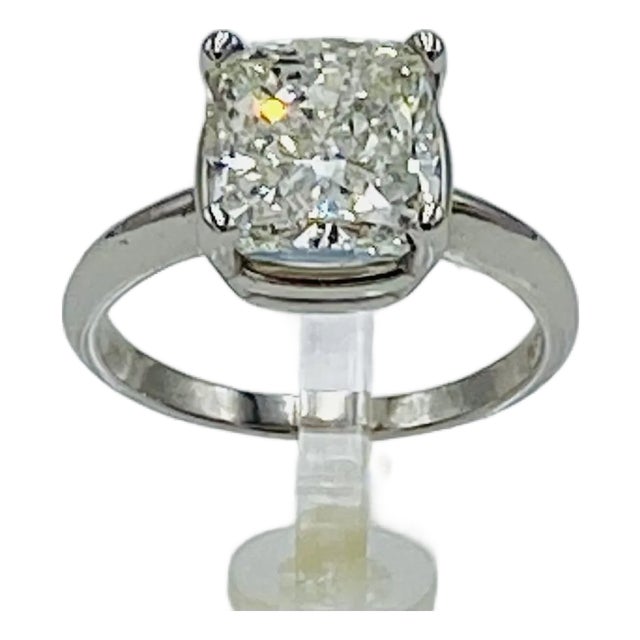 Cushion-Cut Solitaire 5.01 Ct. Diamond Platinum Ring, Size 7 For Sale