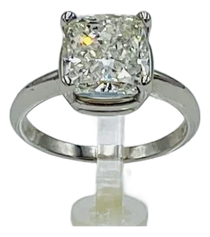 Cushion-Cut Solitaire 5.01 Ct. Diamond Platinum Ring, Size 7