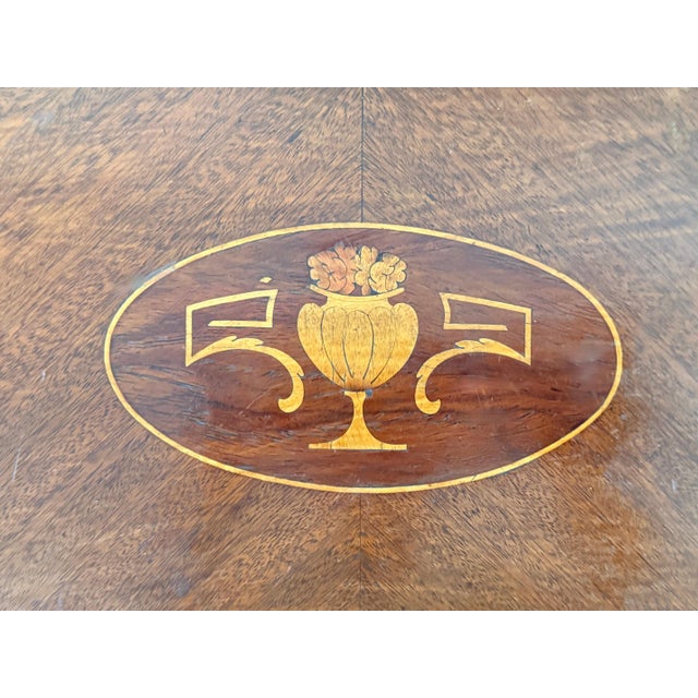 Brown Early 20th Century Spanish rectangular coffee table with lyre Legs and marquetry top For Sale - Image 8 of 18