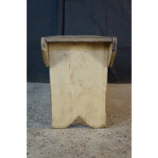 20th Century Rustic Primitive Outdoor Pine Farmhouse Patio Bench Stool Seat 33" For Sale - Image 11 of 14