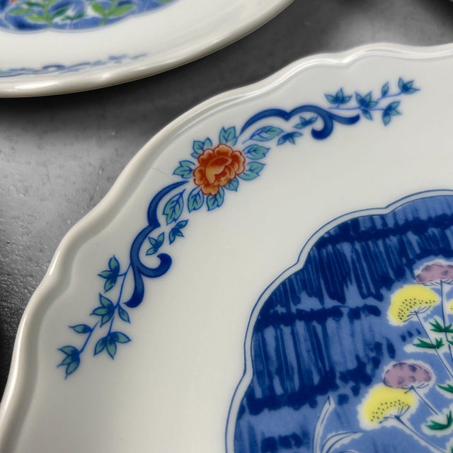 Blue Japanese Porcelain Mino Ware Serving Plates, 1980s, Set of 10 For Sale - Image 8 of 18