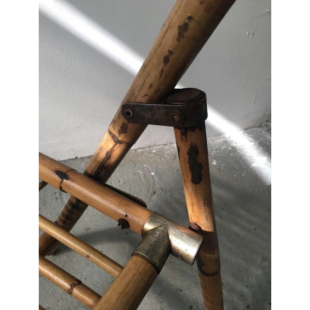 Mid-Century Bamboo Folding Chair with Brass Details, 1950s For Sale - Image 9 of 11