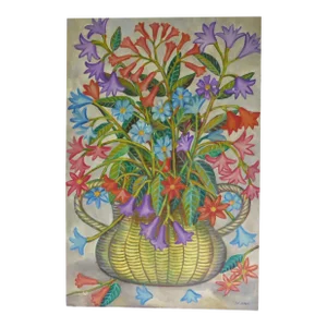 Gabriel Lévéque Oil on Masonite Still Life Mid Century Modern Painting Haiti 1950s