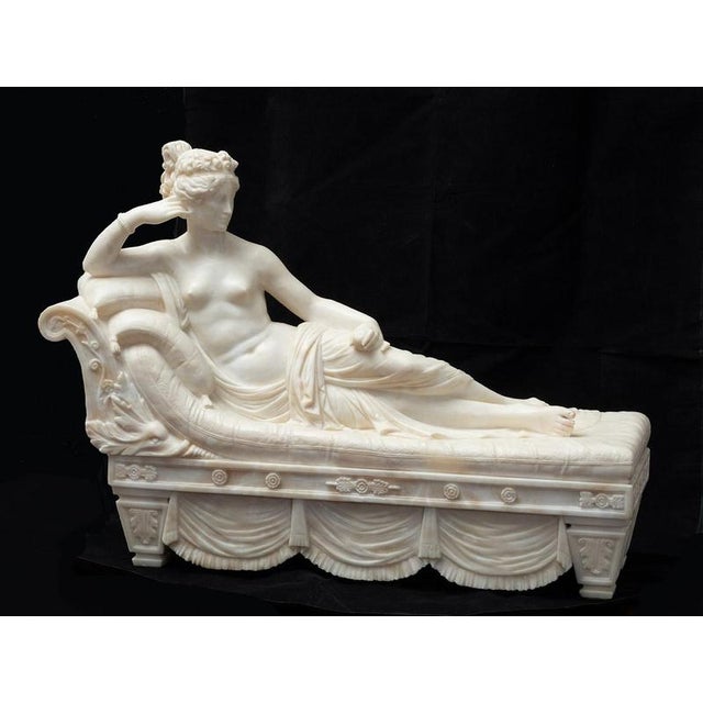 19th Century Neo-Classical Alabaster Sculpture Depicting Nude Paolina Buonaparte, France For Sale - Image 6 of 6