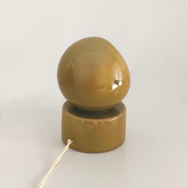 Vintage Space Age Table Lamp in Olive Green Ceramic, Italy, 1970s For Sale - Image 6 of 12