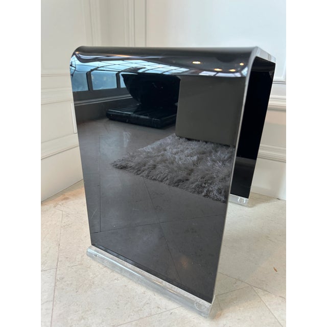 1980s Vintage 1980’s Black Acrylic Stool /Bench For Sale - Image 5 of 12