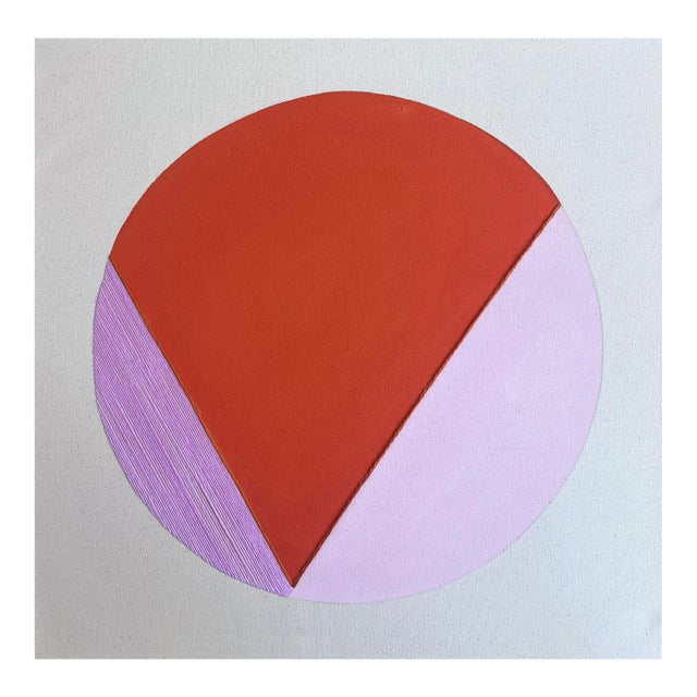 Original Painting | Modern Red and Pink Abstract Circle by Emily Keating Snyder, 20 X 20 In. For Sale