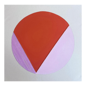 Original Painting | Modern Red and Pink Abstract Circle by Emily Keating Snyder, 20 X 20 In.