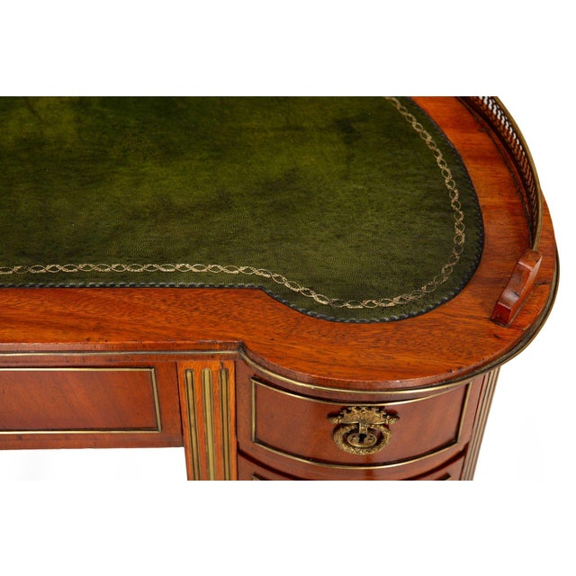 Baltic Neoclassical Mahogany Kidney-Form Writing Desk Bureau Plat Ca. 1880 For Sale - Image 12 of 18