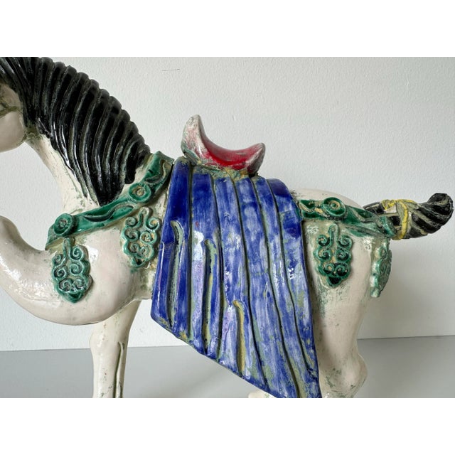 Vintage Asian Tang Dynasty Style Ceramic Horse Figurine/ Sold For Sale - Image 4 of 12