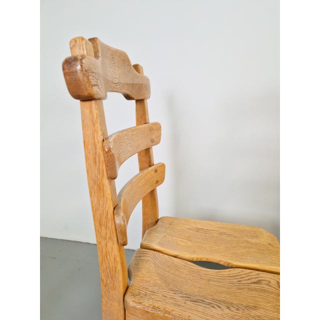 Dutch Brutalist Dining Chairs with Ladder Backrests in Oak, 1960s, Set of 4 For Sale - Image 9 of 12