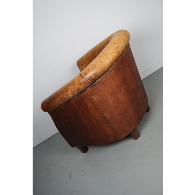 Vintage Dutch Cognac Colored Leather Club Chair For Sale - Image 13 of 16