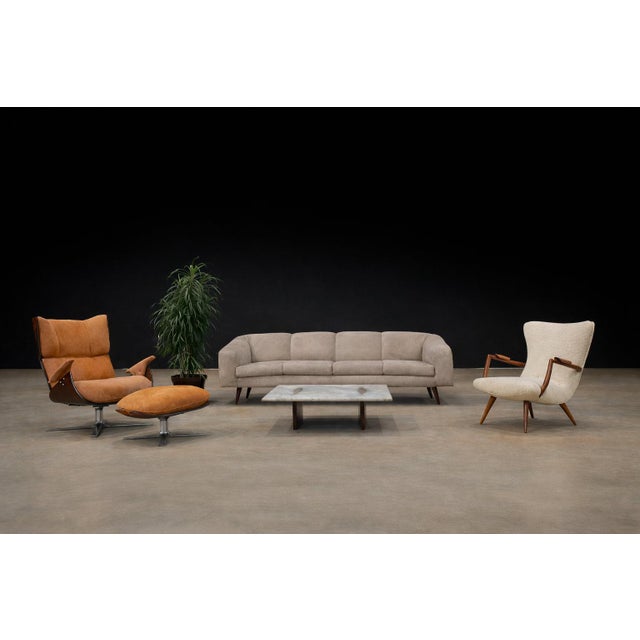 A foundational work in the evolution of Brazilian Modern design, the “Paulistana” lounge chair and ottoman by Jorge...