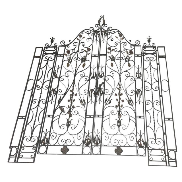 2000 - 2009 Vintage French-Style Cast Iron Garden Driveway Gates With Side Panels For Sale - Image 5 of 10