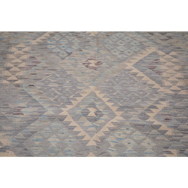Shabby Chic Afghan Hand Made Undyed Wool Maimana Kilim,5'6"x7'8" For Sale - Image 3 of 6