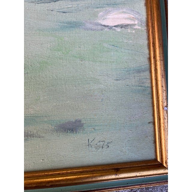 Rustic 1970’s Original Modernist Large Floral Still Life Painting Original Frame Signed For Sale - Image 3 of 4