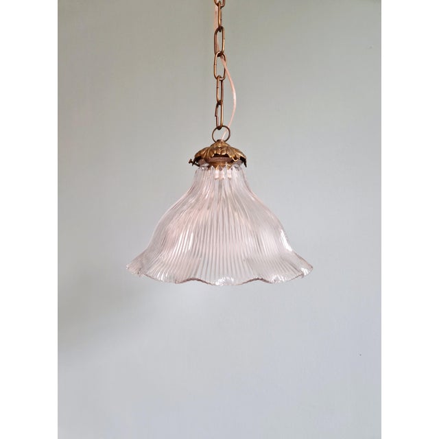 Pendant Light in Grooved Clear Glass from Holophane, 1930s For Sale - Image 14 of 14