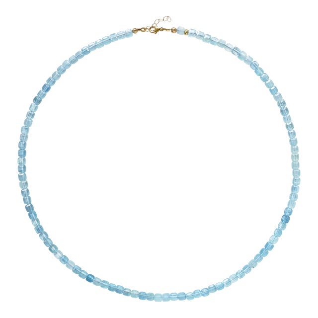 Aquamarine Cubist Necklace For Sale