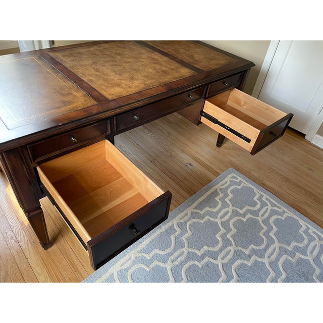 Ethan Allen Buckley Leather Top Executive Desk Chairish