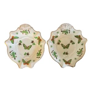 Antique 19th Century Ridgway Porcelain Butterfly Plates - a Pair
