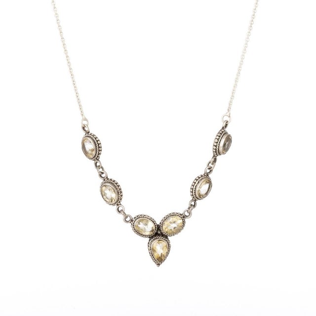 Metal Morrocan Silver Citrine Necklace For Sale - Image 7 of 7