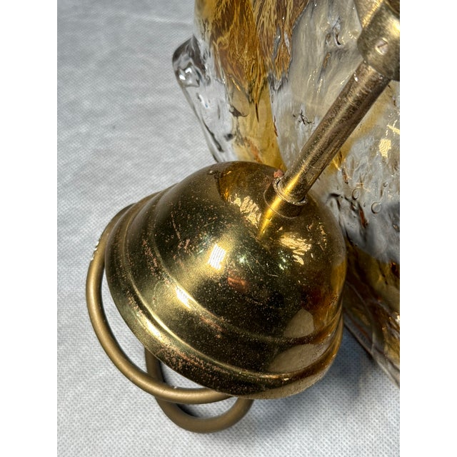 Amber and Clear Murano Style Glass Pendant Lamp, 1970s For Sale - Image 8 of 14