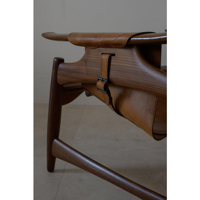 Attributed Liceu De Artes E Oficios Cognac Leather Lounge Chair and Ottoman, Brazil 1960s For Sale - Image 10 of 16