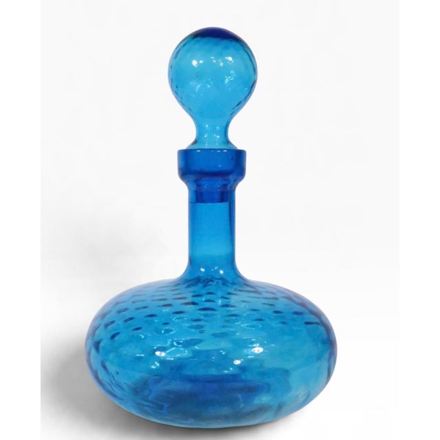 Empoli Mid Century Empoli Art Glass Bottle Diamond Cut Optic C. 1960's For Sale - Image 4 of 8