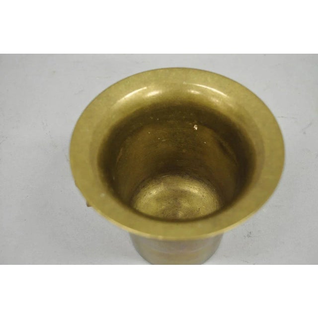Metal Antique Solid Bronze Brass German Apothecary Mortar With Pestle - 2 PCS For Sale - Image 7 of 10