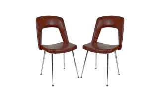Chrome and Leatherette Conference Chairs, 1960s, Set of 2