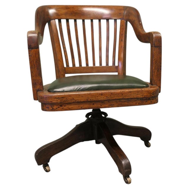 Brown Art Deco Oak Desk Chair, 1910 For Sale - Image 8 of 8