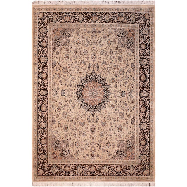 Medallion 1990's Pak-Persian Taupe/Black Wool Rug - 8'0'' X 10'0'' For Sale - Image 9 of 9