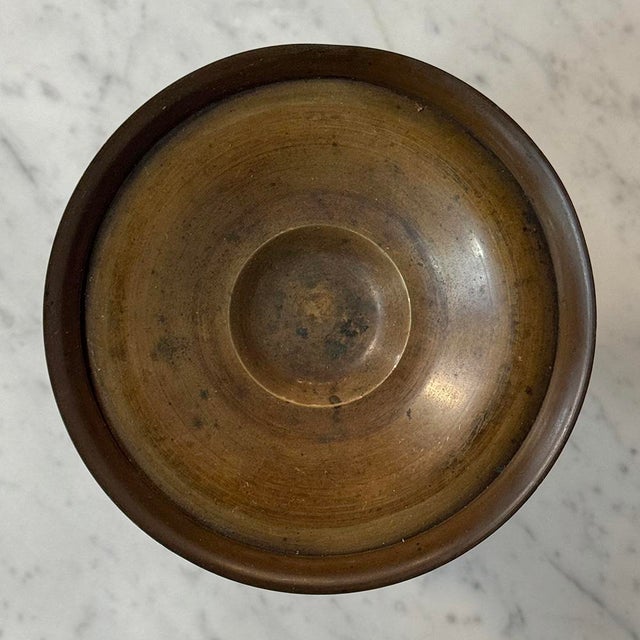 Pair of Renaissance Revival Bronze Rose Bowl ~ Pillar Candle Stands For Sale - Image 15 of 18