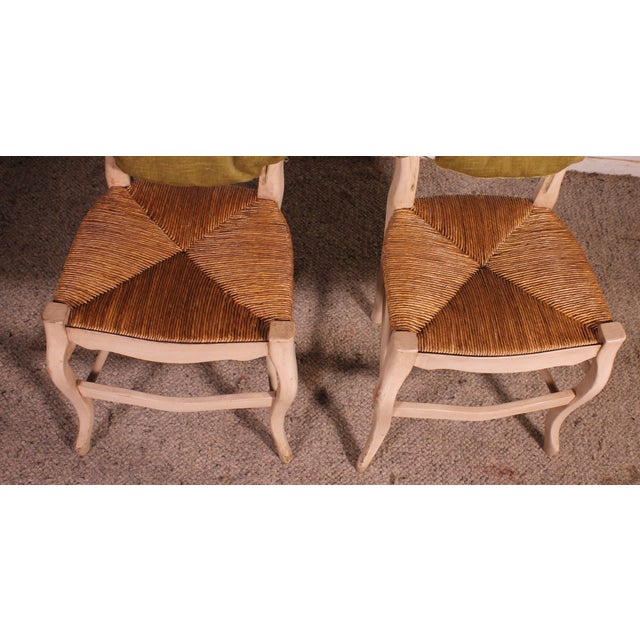 Polychrome Wooden Straw-Seated Chairs, 1950s, Set of 2 For Sale - Image 10 of 11