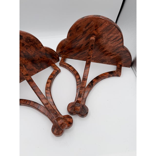 2000 - 2009 A Pair of Treffoil Wall Brackets. Hand Made and Faux Finished in Faux Tortoise Shell For Sale - Image 5 of 8