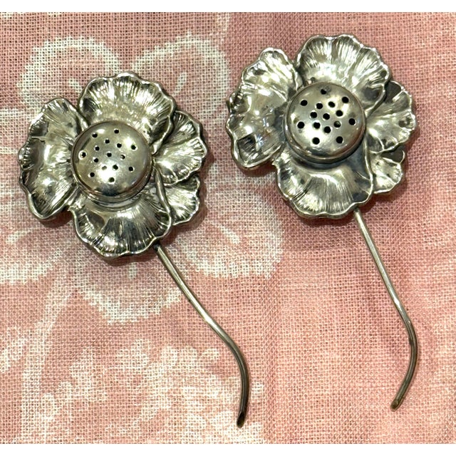 Mid 20th Century Sterling Flower Salt & Pepper Shakers For Sale - Image 4 of 12