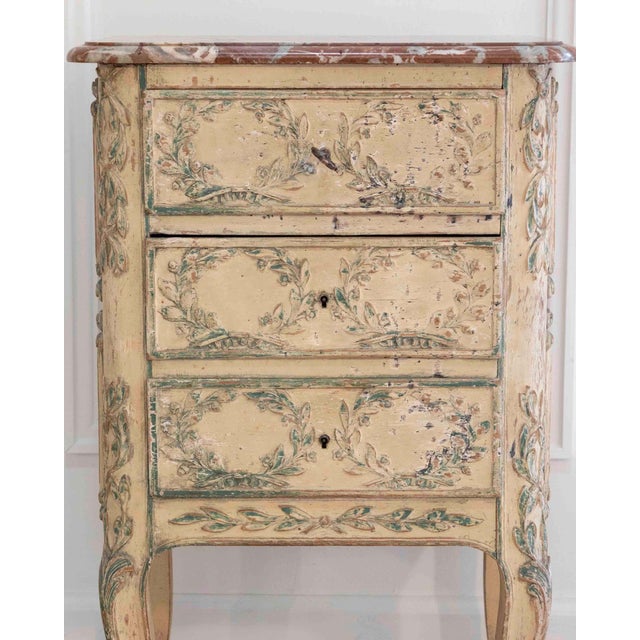 Wood 19th Century French Transition-Style Half Chest of Drawers with Marble Top For Sale - Image 7 of 13