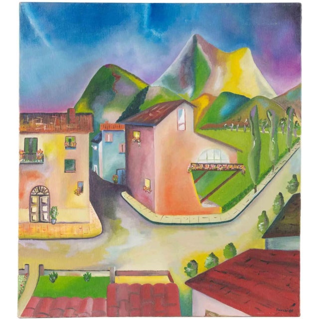 Sandro Fabrizi, Landscape Painting, Oil on Canvas, 1986 For Sale - Image 3 of 5