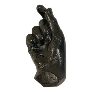 Small Right Hand Sculpture in Graphite by Artist Agelio Batle For Sale