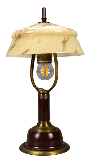 Vintage Brown Marbled Glass and Metal Adjustable Table Lamp, 1950s