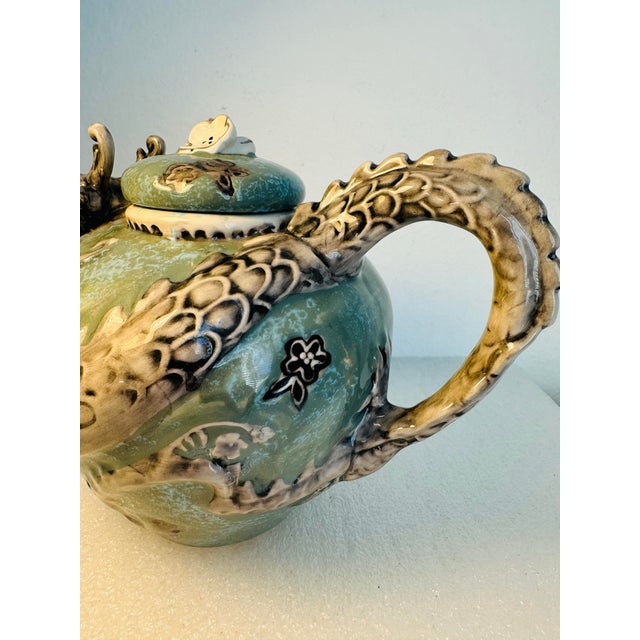 Blue Sky Ceramic Dragon Teapot – Sculptural Art Pottery by Heather Goldminc, Signed, 2013 For Sale - Image 9 of 11