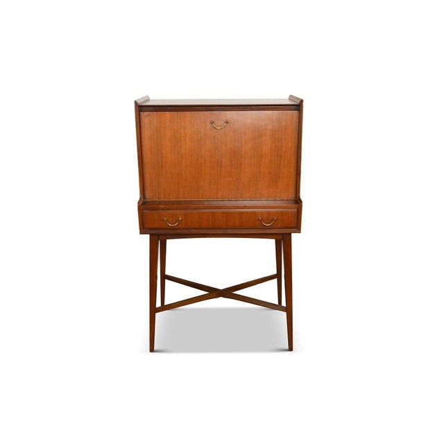 1950s 1950s English Modern Tall Mid Century Cocktail Cabinet For Sale - Image 5 of 13