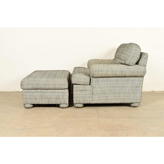 Ethan Allen Modern Upholstered Oversized Lounge Chair With Ottoman For Sale - Image 11 of 15
