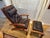 Thomas Moser Cherry Wood & Leather Lounge Chair With Ottoman For Sale In Los Angeles - Image 6 of 12