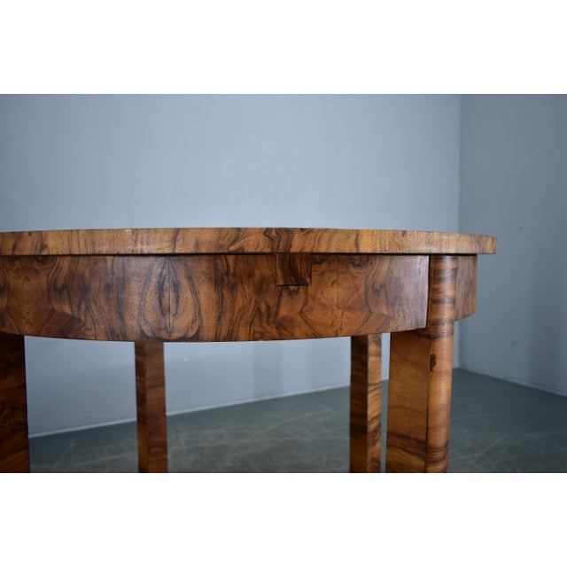 Wood Extendable Dining Table in Walnut, Former Czechoslovakia, 1940s For Sale - Image 7 of 18