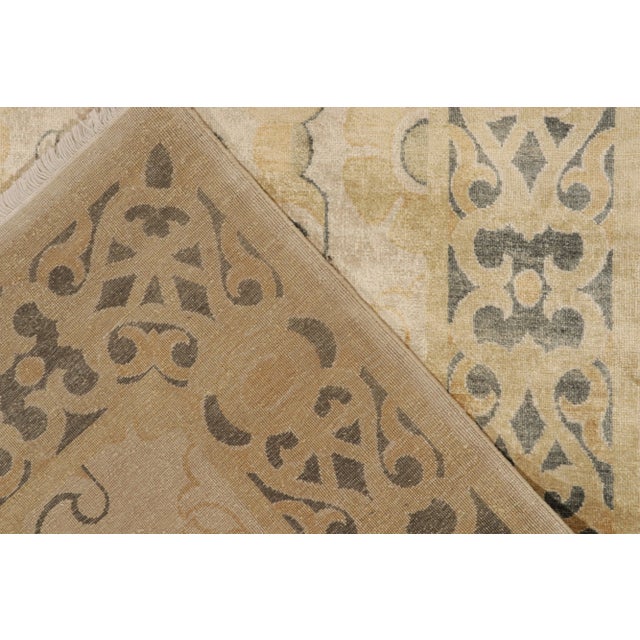 Textile Rug & Kilim’s Art Nouveau Style Rug in Beige With Gold Trellis Floral Patterns For Sale - Image 7 of 7