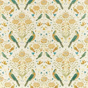 Morris & Co Seasons By May Embroidery Fabric in Sea Glass/ Brick